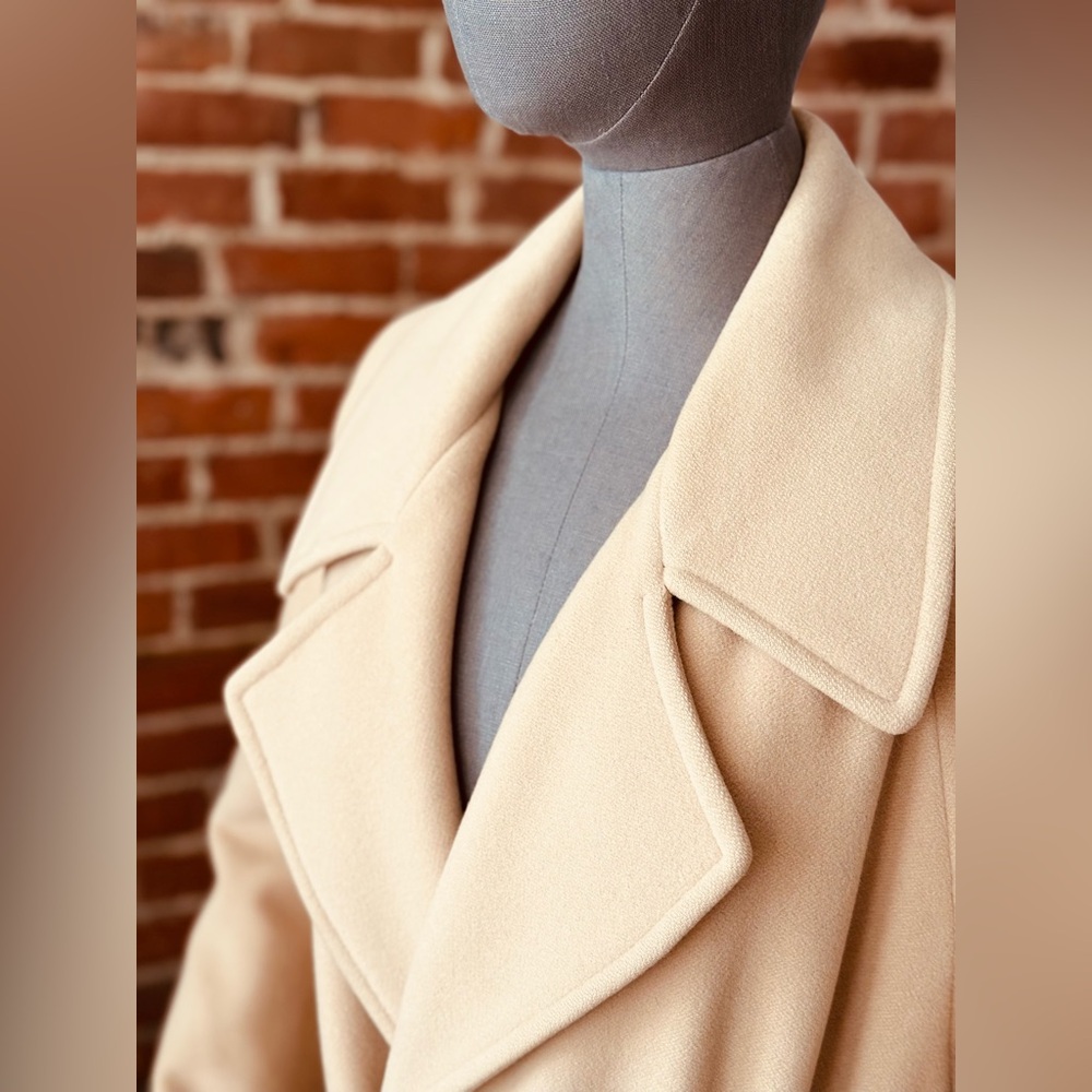 Vintage Camel Classic Lambswool Midi Coat | Belted Wrap Style - Picture 11 of 17